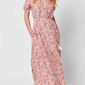 Faherty Orinda Floral Pink Maxi Dress